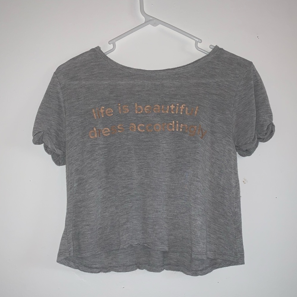 Grey Crop Top with writing